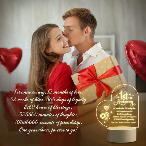 1st anniversary Gift for Women - Acrylic Night Light